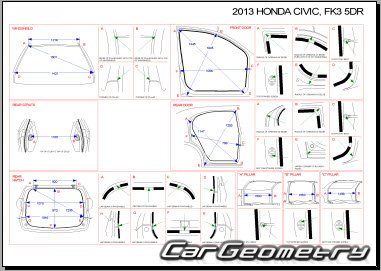Кузовные размеры Honda Civic (FK) 2012-2015 5D Hatchback EURO