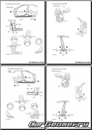 Размеры кузова Toyota Camry (ASV50 ASV51 GSV50) 2015-2018 Collision Repair Manual