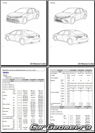 Геометрия кузова Toyota Camry (AXVA70, GSV70) 2017-2023 Collision Repair Manual
