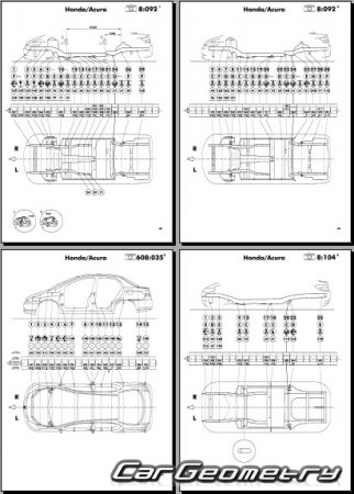 Размеры кузова Honda City (GD) 2003-2008 Body dimensions
