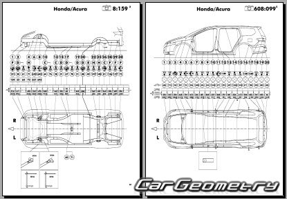 Размеры кузова Honda Odyssey (RB3, RB4) 2009–2013 (RH Japanese market) Body dimensions