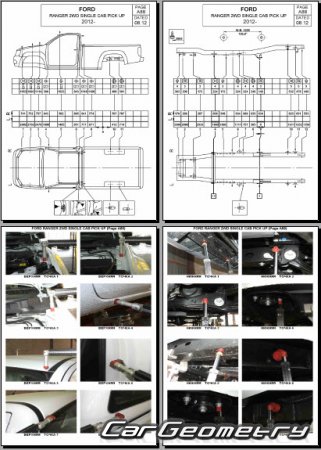Контрольные размеры кузова Ford Ranger с 2012 Body Repair Manual