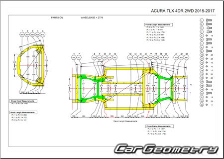 Acura TLX 2014-2020 Body dimensions