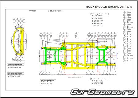 Размеры кузова Buick Enclave 2008-2017 Body dimensions