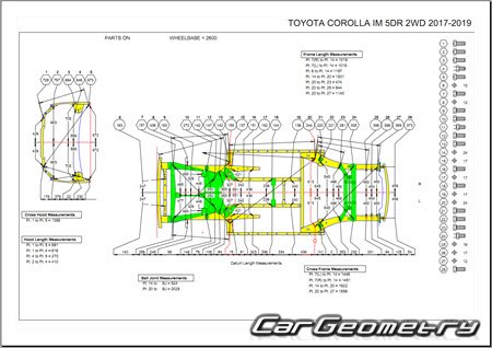 Размеры кузова Toyota Corolla iM (ZRE186) 2016-2019