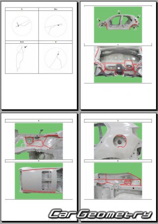 Размеры кузова Kia RIO (YB) 2017–2022 (5DR Hatchback) Body Repair Manual