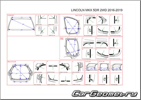 Размеры кузова Lincoln MKX 2016-2019 Body dimensions