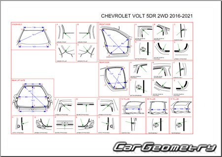 Размеры кузова Chevrolet Volt D2JC 2016–2021