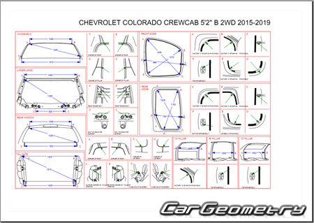 Размеры кузова Chevrolet Colorado 2015-2019 (Crew Cab, Extended Cab)