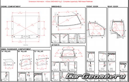 Геометрия кузова Nissan Pathfinder WD21 1987-1995 Body Repair Manual
