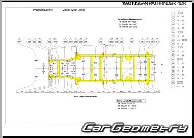 Геометрия кузова Nissan Pathfinder WD21 1987-1995 Body Repair Manual