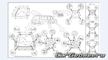 Размеры кузова Nissan Pathfinder (R50) 1996-2004 Body Repair Manual