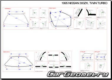 Размеры кузова Nissan 300ZX (Z32) 1990–2000 и Nissan Fairlady (Z32) 1989–1998