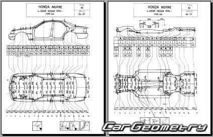 Honda Inspire & Saber (UA1 UA2 UA3) 1995–1998 (RH Japanese market) Body dimensions