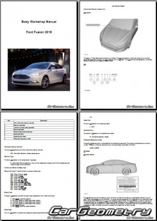 Размеры кузова Ford Fusion 2016–2020 Body dimensions