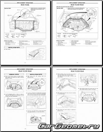 Контрольные размеры кузова Infiniti J30 (Y32) 1992-1997 Body Repair Manual
