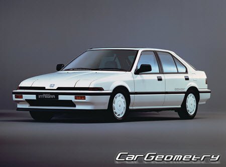 Кузовные размеры Honda Integra 1985-1988, Размеры кузова Acura Integra 1986-1989