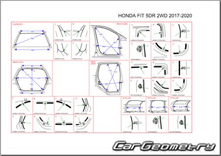 Honda Fit (GK) 2018–2021 Body dimensions