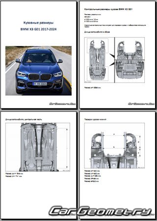 Размеры кузова BMW X3 (G01) 2017-2024 Body dimensions