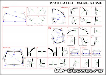 Кузовные размеры Chevrolet Traverse 2009-2016 Collision Manual