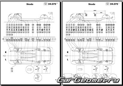 Размеры кузова Skoda Karoq 2017-2025 Body Repairs Manual