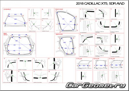 Кузовные размеры Cadillac XT5 2016-2023 Body dimensions
