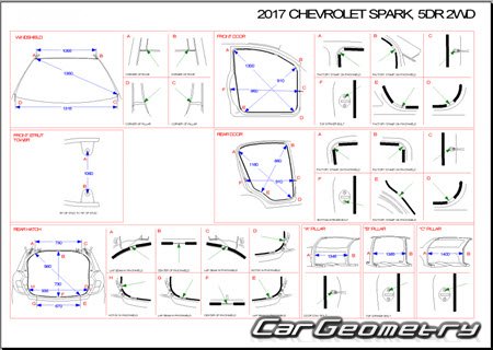 Chevrolet Spark 2016-2022 Body dimensions