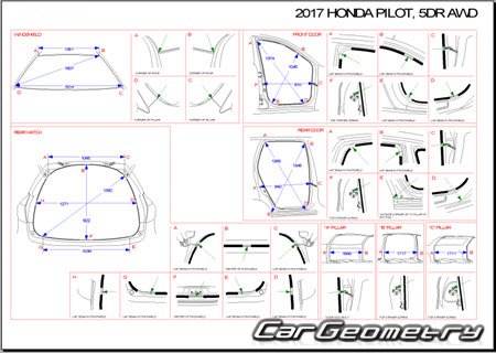 Геометрия кузова Хонда Пилот 2016-2022