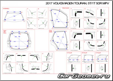 Volkswagen Touran (5T) 2016-2019 Body dimensions