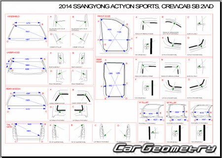 Размеры кузова SsangYong Actyon Sport 2012-2019