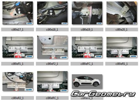 Размеры кузова Citroen C3 2017-2023 (5DR Hatchback)