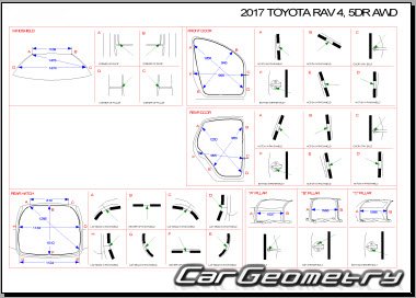 Размеры кузова Тойота РАВ4 (AVA42, AVA44, ASA42, ASA44) 2016-2019 Euro + USA