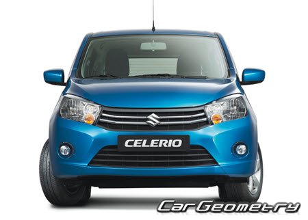 Кузовные размеры Suzuki Celerio 2014-2020, геометрия кузова Cузуки Целерио, контрольным размеры кузова Suzuki Celerio