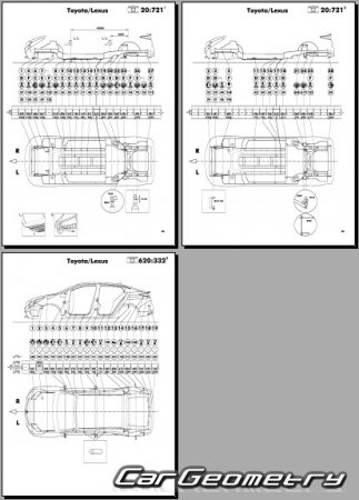 Кузовные размеры Toyota Prius 2019-2021 Collision Repair Manual