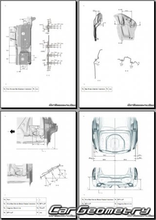 Кузовные размеры Toyota Prius 2019-2021 Collision Repair Manual