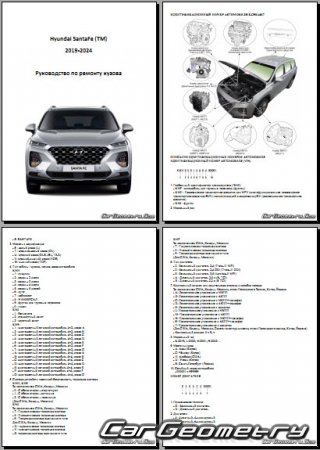 Кузовные размеры Hyundai SantaFe (TM) 2019-2024 Body Repair Manual