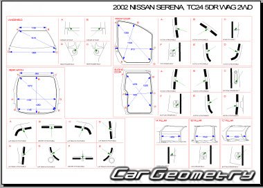Размеры кузова Nissan Serena (C24) 1999–2005 FWD