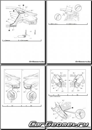 Кузовные размеры Toyota Avalon 2018-2024 Collision shop manual