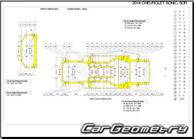 Chevrolet Sonic T300 2012-2018 (4DR Sedan, 5DR Hatchback) Body dimensions