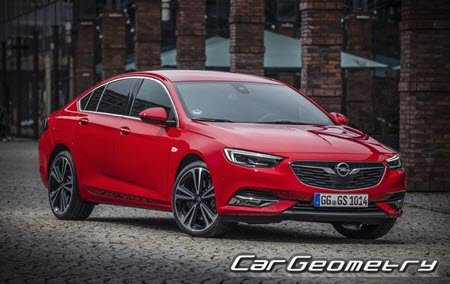 Кузовные размеры Opel Insignia Grand Sport 2017-2024, Размеры кузова Опель Инсигния ГрандСпорт