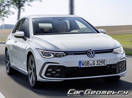 Кузовные размеры Volkswagen Golf 2020-2026 (5DR Hatchback), Размеры кузова Фольксваген Гольф восьмого поколения