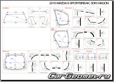Кузовные размеры Mazda 6 Wagon 2013-2022 Третье поколение