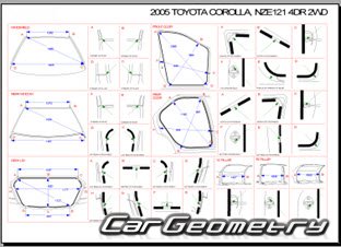 Toyota Corolla E12 Japan и Toyota Corolla Fielder 2001-2006 Body dimensions