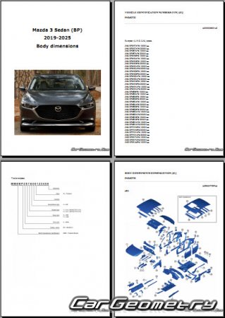 Кузовные размеры Mazda 3 (BP) 2019-2025 Sedan Четвертое поколение