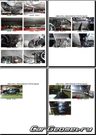Размеры кузова Nissan X-Trail (T32) 2014-2021 Body Repair Manual