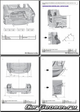 Размеры кузова Toyota Mirai (JPD20) с 2021 Collision Repair Manual