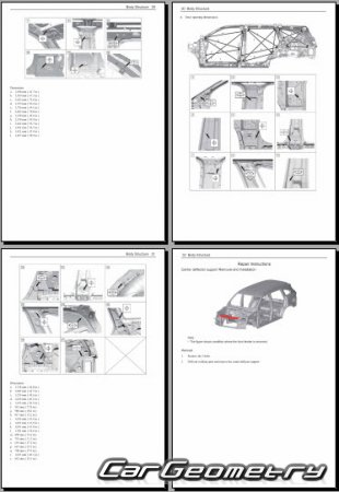 Размеры кузова Isuzu MU-X (UCR/UCS) 2021-2026 Body Repair Manual