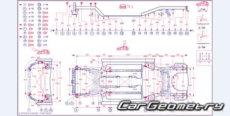 Размеры кузова Toyota Corolla Sedan 2019–2025 Collision Repair Manual