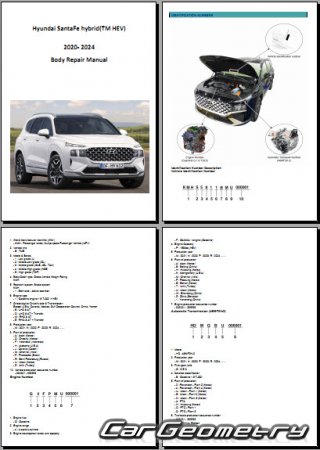 Размеры кузова Hyundai Santa Fe Hybrid и Plug-in Hybrid (TM) 2020-2024 Body Repair Manual