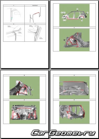 Размеры кузова Hyundai Santa Fe Hybrid и Plug-in Hybrid (TM) 2020-2024 Body Repair Manual